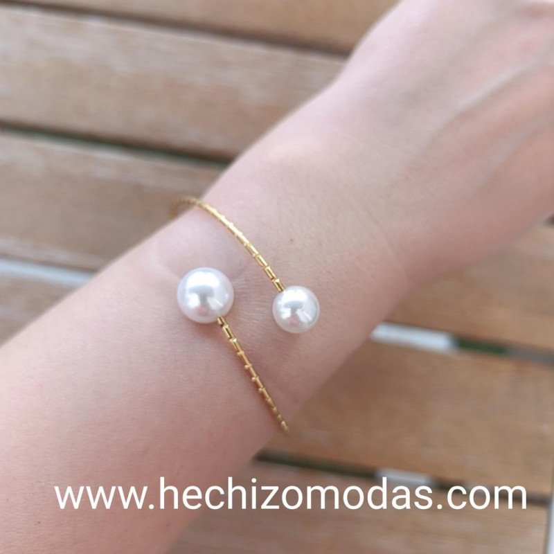 Brazalete Perlas Acero