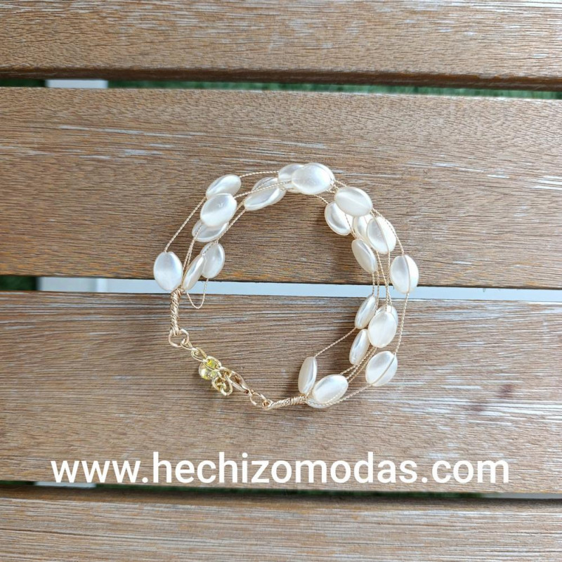 Pulsera Perlas Planas